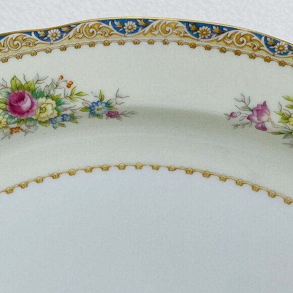 Sango Japan Serving Platter Oval Tray 14” Plate Centerpiece Gold Scallop Flower - Picture 6 of 10